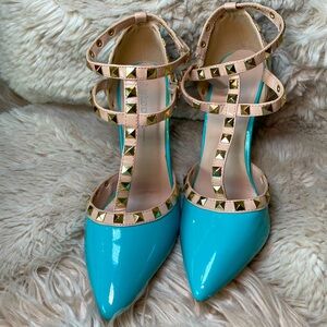 Blue Rockstud Heels